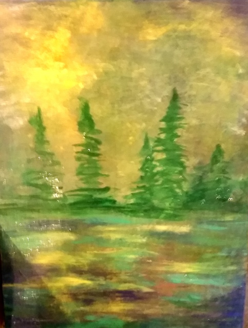 Valerie Leri  'Pond At Dawn', created in 2016, Original Painting Acrylic.