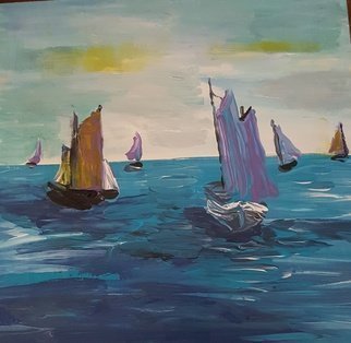Artist: Valerie Leri - Title: sailboats in the harbor - Medium: Acrylic Painting - Year: 2017