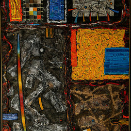 Victor Cuzmenco: 'zones', 2019 Mixed Media, Conceptual. Artist Description: Painting, Mixed Mediaon CanvasBiafarin Artwork Code: AW127900194In this work I explore the volatility of psychic worries of a human who travels in time and gets into various psychic zones. The idea is expressed by four figurative zones separated and connected by thick impasto layers of ...