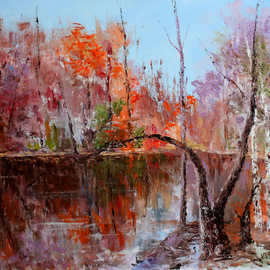 Vladimir Volosov: 'cold autumn', 2024 Oil Painting, Landscape. Artist Description: Vladimir Volosov is an  established American artist with international exposure.After an accomplished career at the forefront of modern physics - as a PhD scientist and professor, he turned to visual arts after years of strenuous study of the earths fragility, which led to his realisation of the sacredness ...