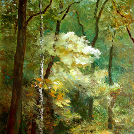Vladimir Volosov: 'forest etude', 2022 Oil Painting, Landscape. Artist Description: My way to art was a lengthy one. Thirty years of strenuous scientific work on the front adge of modern physics given me  a deep knowledge of the laws of light and color that surround us, at different times of day and times of year. Only by gaining ...