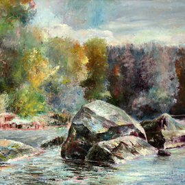 Vladimir Volosov: 'lakes and stones of karelia', 2002 Oil Painting, Impressionism. Artist Description: My way to art was a lengthy one. Thirty years of strenuous scientific work on the front adge of modern physics given me  a deep knowledge of the laws of light and color that surround us, at different times of day and times of year. Only by gaining ...