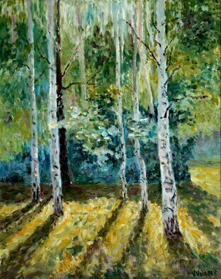 Vladimir Volosov: 'long shadows in the forest', 2016 Oil Painting, Landscape. My journey into art has been a long one. Thirty years of intense scientific work at the forefront of modern physics gave me deep knowledge of the laws of light and color that surround us at different times of day and times of year. Having gained all this knowledge, I ...