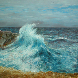 Vladimir Volosov: 'the wave', 2021 Oil Painting, Marine. Artist Description:     This is an original unique textured oil painting on  Nanvas on a wooden underframe.  Painted with a palette knife. Original Artist Style aEUR