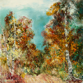 Vladimir Volosov: 'tired birches', 2014 Oil Painting, Impressionism. Artist Description: I offer free shipping across the planet as my gift to you   the buyer        There is no doubt that visual art is a powerful medium. It has the ability to inspire and to move us deeply.The author s goal to engage the viewer in the creative process. ...