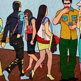 Vlado Vesselinov: 'demolished lives', 2017 Oil Painting, People. Artist Description: This artwork is from the Modern Days series.It is inspired by the modern way of life.  This quick way of life and the lack of communication between people.I hope to accept positively this artwork and this optimism, where you can see the pop art colors.  Things ...