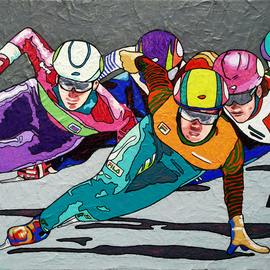 Vlado Vesselinov: 'winter games the great finale', 2019 Oil Painting, Sports. Artist Description: The work is inspired by the Winter Olympics.  Especially skating.  The road to the grand final, the pre- race tensions and the whole explosion of passion over the race and of course the enormous joy of winning.  There is so much emotion, beauty and movement in this sport ...