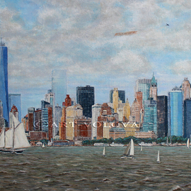 Volova Volova: 'new york city', 2016 Mixed Media, Cityscape. Artist Description: oilbar realisme skyline...
