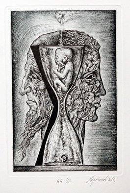 Leonid Stroganov: 'janus', 2009 Etching, Conceptual. Symbolic composition, which depicts two- faced God Janus ...