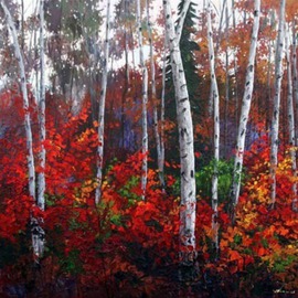 Jennifer Vranes: 'Autumn Fiesta', 2008 Acrylic Painting, Trees. 
