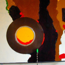 Randall Fox: 'BLOCK CHAIN', 2013 Mixed Media, Visionary. Artist Description:  Oil on Canvas, Alum memory Disc, titanium, silver, 8 GB Flash Drive, Carbon motor brush.  ...
