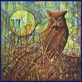 Walter Crew: 'gh owl', 2011 Collage, Abstract Landscape. Artist Description:              acrylic             ...