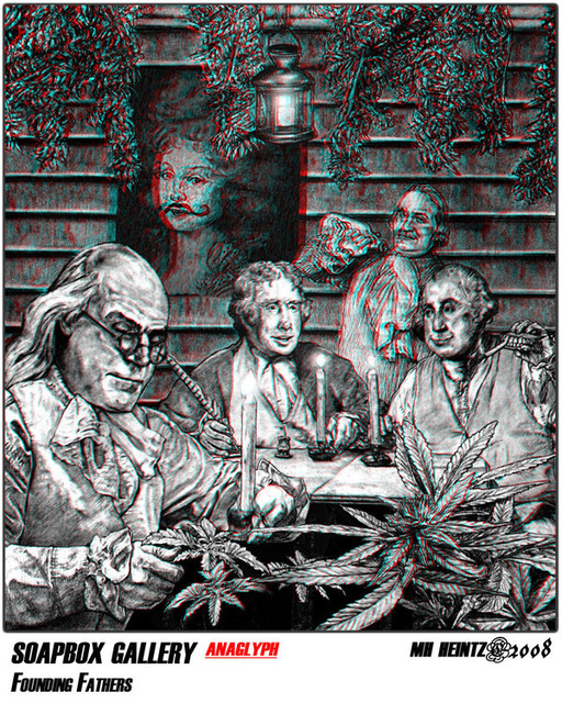 Mh Heintz  'Founding Fathers 3D', created in 2009, Original Drawing Pencil.