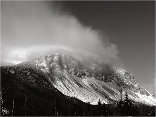 Wayne King: 'Cannon Cliffs in the Clouds', 2008 Black and White Photograph, Landscape.  Cannon Mountain and the world famous Cannon cliffs one of the most challenging climbs in the northeastern US. Rock climbers from all over the world come to Cannon to climb this face: cannon, canon, cliff, cliffs, Mountain, franconia range, white mountains, NH. New Hampshire, appalachian mountains, north country, Wayne, King...
