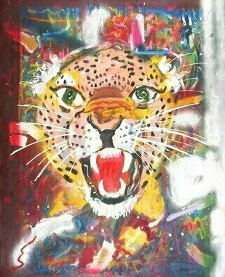 Wayne Ensrud: 'head of tiger', 2007 Acrylic Painting, Animals. A magnificent painting surely to invigorate any space it is displayed in an energetic combination of thick brushwork and carefully managed space combines into a striking emerging tiger head. ...