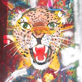 Wayne Ensrud: 'head of tiger', 2007 Acrylic Painting, Animals. Artist Description: A magnificent painting surely to invigorate any space it is displayed in an energetic combination of thick brushwork and carefully managed space combines into a striking emerging tiger head. ...