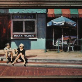 Wayne Wilcox: 'Delta Blues', 2010 Oil Painting, Cityscape. Artist Description:  Beale Street Memphis ...