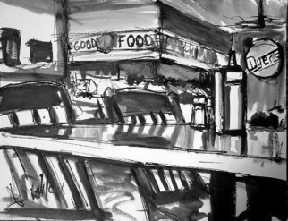 Wayne Wilcox: 'Dyers Interior ', 2006 Other Drawing, Interior.  Inside Dyers Restaurant, Beale Street, Memphis. ...
