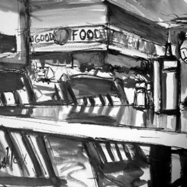 Wayne Wilcox: 'Dyers Interior ', 2006 Other Drawing, Interior. Artist Description:  Inside Dyers Restaurant, Beale Street, Memphis. ...