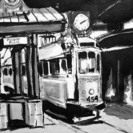 Wayne Wilcox: 'Peabody Place Trolley Memphis', 2004 Other Drawing, Cityscape. Artist Description: Peabody Place Trolley Station in Memphis. Currently on exhibit at FedexForum Exeuctive Suite Level....