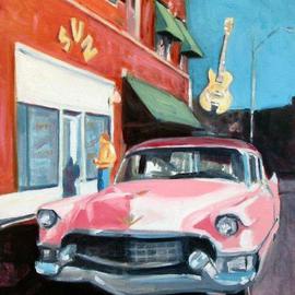 Wayne Wilcox: 'Pink Cadillac', 2006 Oil Painting, Cityscape. Artist Description: Elvis' pink Cadillac in front of Sun Studios, Memphis...