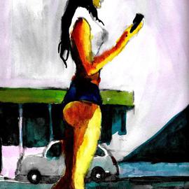 Cell Phone Addict In Short Shorts
