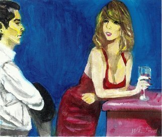 Harry Weisburd: 'HAPPY HOUR 3D 1', 2013 Watercolor, Figurative. Artist Description:    Traditional painted watercolor, converts to 3D image with complimentary  3D chroma depth , clear lens glasses with order                                                                                          ...