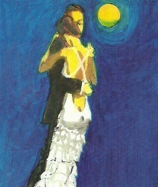 Harry Weisburd: 'MOONLIGHT SONATA 3D', 2011 Watercolor, Love.   3D, Realism, Three Dimensional, traditional painting, love, romance figurative, woman,  Dance, man, Female, Erotic, male,  ...