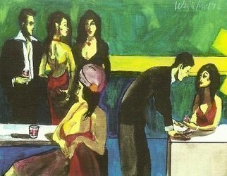 Harry Weisburd: 'Miss Lonely Hearts  3D', 2012 Watercolor, Urban. Artist Description:    Love, Romance, male,   Female , erotic, restaurant, bar, couples, bar fly                                           ...