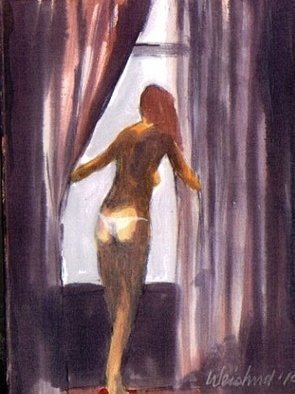 Artist: Harry Weisburd - Title: Nude With White Thong By Window - Medium: Watercolor - Year: 2010