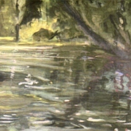 Harry Weisburd: 'Pond Reflection', 2008 Acrylic Painting, Landscape. Artist Description:  Semi- abstraction of reflection of water in a pond          ...