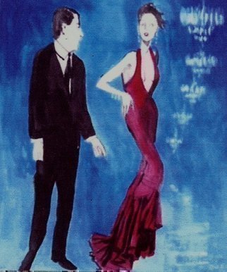 Harry Weisburd: 'Red Gown Man and Chandelier', 2015 Video Art, Love. Artist Description:   Elegant woman in red evening gown, with man in a room with chandeliers   ...