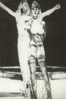 Harry Weisburd: 'Salome and St John', 2008 Pen Drawing, Figurative.     Pen and Ink on Paper                ...