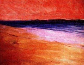 Artist: Harry Weisburd - Title: Sunset At Beach  - Medium: Watercolor - Year: 2015