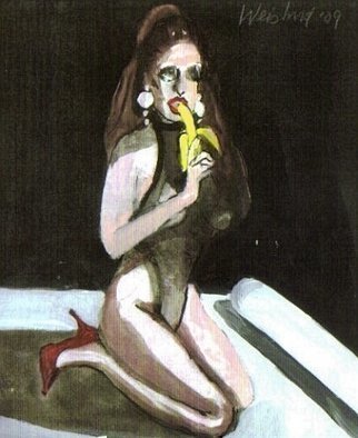 Artist: Harry Weisburd - Title: Woman Eating A Banana - Medium: Watercolor - Year: 2010
