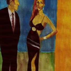 Woman In Black  Dress With Man , Harry Weisburd