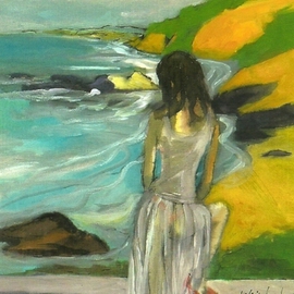 Woman in Sheer Dress By The Sea By Harry Weisburd