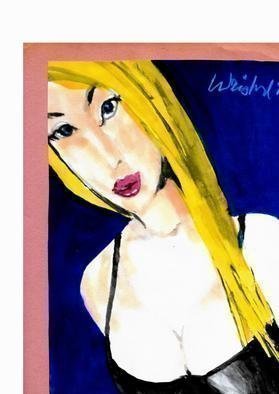Harry Weisburd: 'blondes have more fun 1', 2019 Watercolor, Figurative. Sensual Blonde woman ...