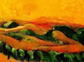 Artist: Harry Weisburd - Title: sunset 2 earth goddess hills - Medium: Watercolor - Year: 2014