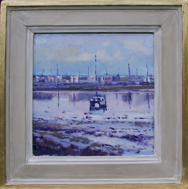 Artist David Welsh. 'Boats Off Hayling Island 2' Artwork Image, Created in 2013, Original Painting Oil. #art #artist
