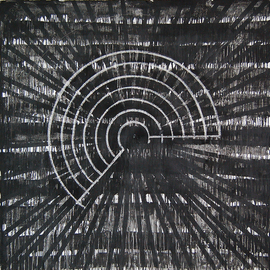 William Dick: 'DALFEK II', 2015 Other Drawing, Abstract. Artist Description:  Description: The painting portrays a powerful sense of illumination and generates a spiritual atmosphere through its repainting. The geometric patterns are inspired by both ancient tribal symbols and a fascination with the geological formations of the landscape. Each painting therefore evolves out of itself, layer on layer, transforming ...