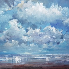 Wim Van De Wege: 'north sea xl series 2', 2019 Acrylic Painting, Seascape. Artist Description: A beautiful and colourful XXXL painting on stretched canvas 200x130 cm Because I live close to the sea, I see every day the beautiful color shades at the top of the water. This artwork is painted on an autumn afternoon. The light is tempered, so that the color ...