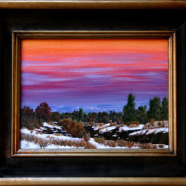Wm Kelly Bailey: 'Southwest Winter Evening', 2011 Acrylic Painting, Landscape. Artist Description: Southwest Winter Evening Acrylic painting on canvas panel.  Size listed is image size frame size is 14. 5x17. 5.  Available.Out in the southwest, sometimes the sunset colors reflected in the clouds on the opposite horizon away from where the sun is setting are just as beautiful as ...