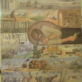 Wendy Lippincott: 'Paleontology', 1993 Oil Painting, Science. Artist Description: Paleontologist' digging' through time...