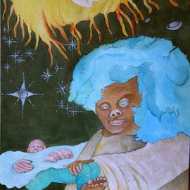 Dana Wodak: 'The Mask', 1999 Oil Painting, Spiritual. Artist Description:  spiritual cosmic univers art realistic oilpaintings in thin layers of colour  fineart ...