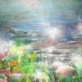 Xavier Mc Phie: 'There might be Sharxxx', 2012 Acrylic Painting, Sea Life. Artist Description:   Colorful underwater scene with divers, corals, fish  - and sharks ( ? ) Original Art from the Caribbean.         ...