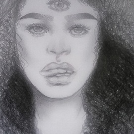 Crystal Davis: 'third', 2017 Pencil Drawing, Mystical. Artist Description: Third eye...