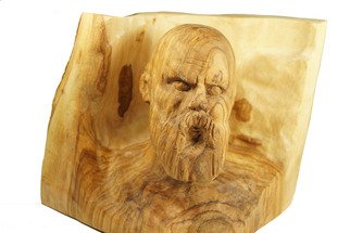 Kir Asariotis: 'socrates', 2014 Wood Sculpture, Mythology.   Socrates ancient Athenian philosopher. carving olive wood  ...