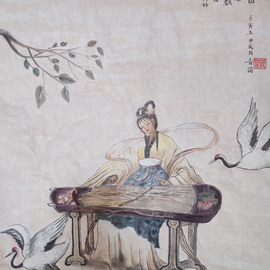 Qinghe Yang: 'chinese painting lady', 2022 Ink Painting, People. Artist Description: Complete Hand - painting wich use ink colour  and water on ShengXuan paper. This is an orignal production which the picture and the poem all out of the Author s imgame. This  is special chinese painting that cannot be draft first that must be thinking and drawing at the ...
