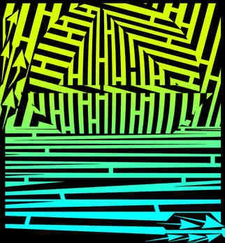 Yanito Freminoshi: 'Sunset Sailing Maze', 2013 Digital Drawing, Boating.  Trippy op art maze by Yantio Freminoshi of a sailboat across the horizon at sunset. This artwork was commissioned by a client for use in various online campaigns, although their is a good chance that this version...